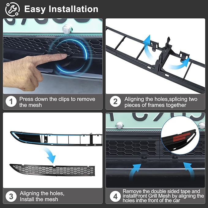 Front Grille Mesh Inserts for Tesla Model 3 2024, Grille Grid Inserts compatible with Tesla Model 3, Front Grille Mesh Inserts for Tesla Model 3 Accessories（High Ventilation)