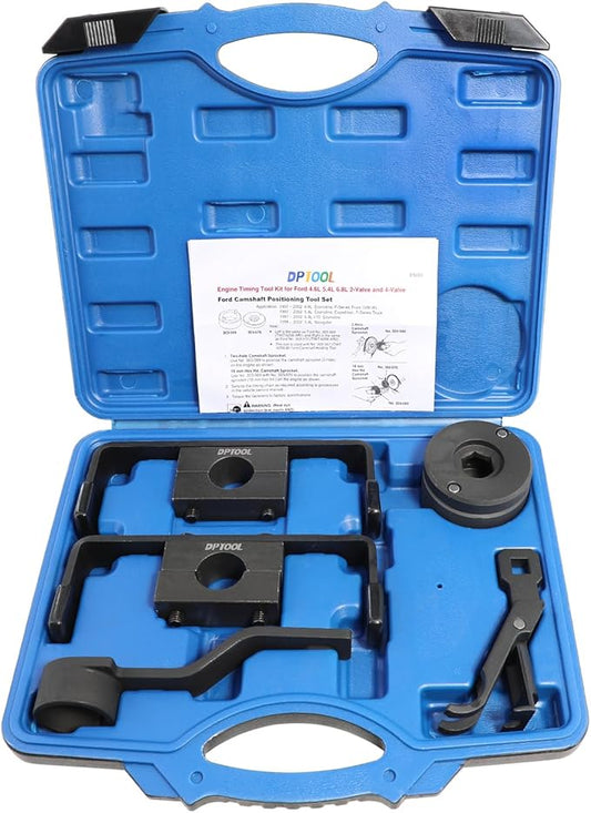 Engine Timing Tool Kit Compatible with Ford 4.6L 5.4L 6.8L 2-Valve and 4-Valve Engine with Valve Spring Compressor Tool, Camshaft Holding Tool, Crankshaft Positioning Tool, Camshaft Positioning Tool