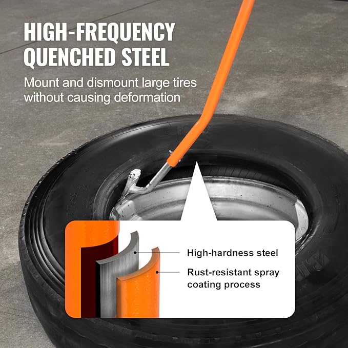 Vevor Tire Mount Demount Tool 22.5" to 24.5" Tire Changer Steel Bead Breaker Extra Bead Holder Tubeless Truck Manual Tire Changing Tools for Car Repairing(Red)