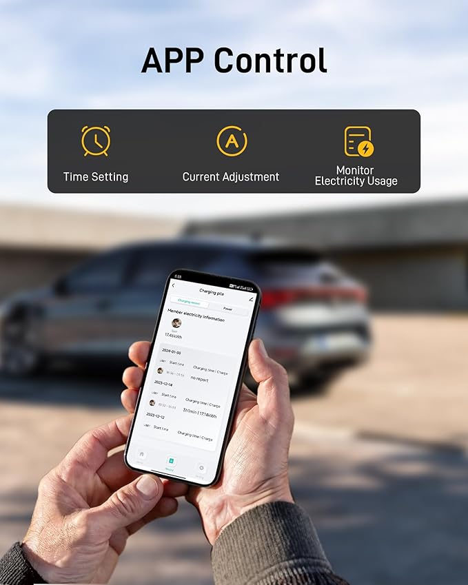 Level 2 Portable EV Charger - 40A 240V EVSE with NEMA 14-50 Plug,9.6kW,25ft Cable,ETL Certified,40A/32A/24A/16A Adjustable Current Home EV Charging Station (40A NEMA14-50 17ft)