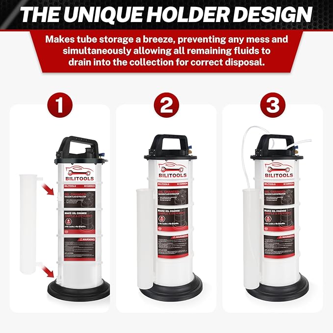 BILITOOLS 9L Pneumatic Oil Extractor Pump, Vacuum Fluid Extractor for Automotive Engine Oil Change Large Capacity 2.4 Gallon for Boat Marine Jetski ect.