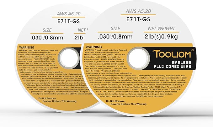 TOOLIOM E71T-GS .030" Diameter 2-Pound Spool Flux Core Self-shielded Carbon Steel MIG Welding Wire 2 PCS