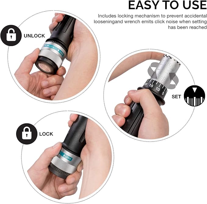 Neiko PRO 03710B 3/4-Inch-Drive Adjustable SAE Torque Wrench with Torque Click Settings of 100–700 Foot-Pound, Made with CrV Steel, 48-Inch Length