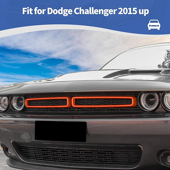 for Challenger Grille Insets Trim Cover Fit for Dodge Challenger 2015-2023 Orange Exterior Accessories 2pcs
