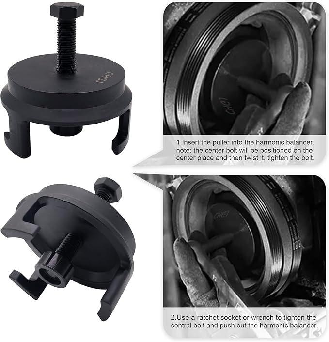 LS Harmonic Balancer Puller & Crank Puller,CNC Precision Machined from Solid Steel Billet,Compatible with GM Chrysler Jeep Dodge, 25264 Crank Pulley Removal Tool ﻿