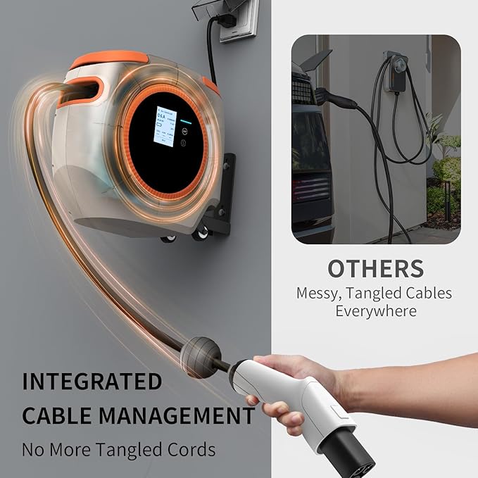 Level 1 EV Charger for Tesla – 110V 16A, 26FT Cable, NEMA 5-15 Plug, Wi-Fi Support, Portable Tesla Connector for Model 3/Y/S/X, Easy for Home or Travel (Grey)