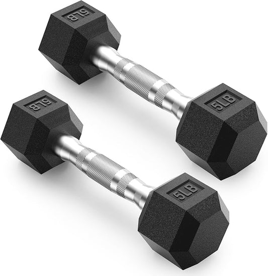 PAPABABE HEX Dumbbell Set 2.5-125lb, Rubber Encased Home Gym Dumbbells, Exercise & Fitness Weights Dumbbells for Women & Men, Hand Weight for Strength Training