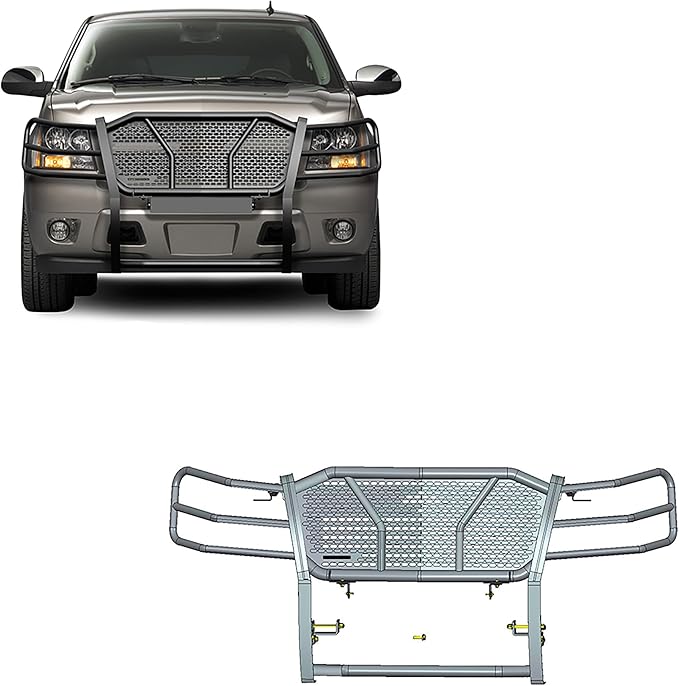 Black Horse Rugged Heavy Duty Grille Brush Bumper Guard Modular Black Compatible with 2007-2014 Chevrolet Tahoe|2007-2014 Chevrolet Suburban 1500|2007-2013 Chevrolet Avalanche-RU-CHTA07-B