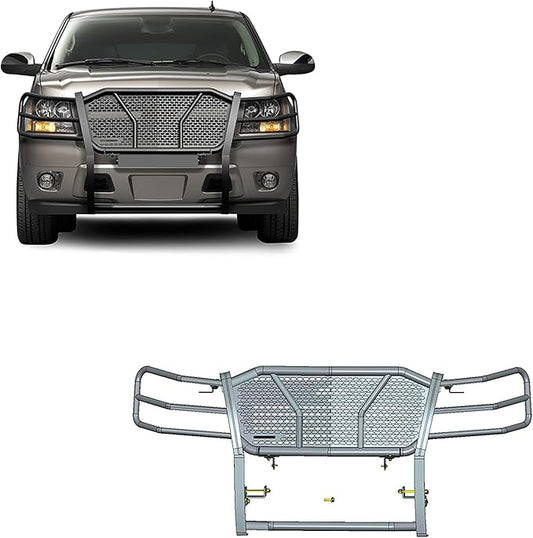 Black Horse Rugged Heavy Duty Grille Brush Bumper Guard Modular Black Compatible with 2007-2014 Chevrolet Tahoe|2007-2014 Chevrolet Suburban 1500|2007-2013 Chevrolet Avalanche-RU-CHTA07-B