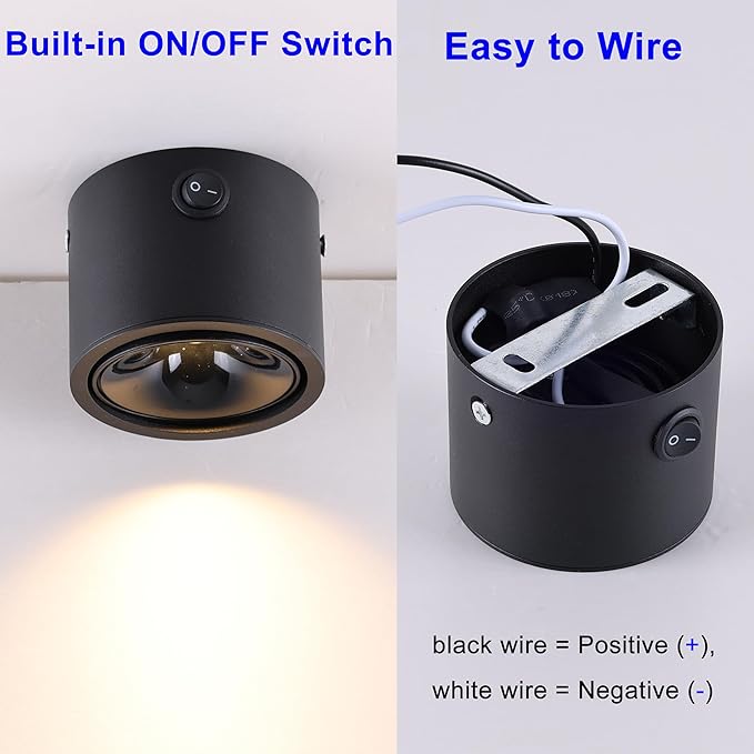 2-Pack RV LED Spot & Reading Light - Matt Black 12V Wall Fixture, 3000K Warm White Interior Light for Motorhome Camper Bedroom