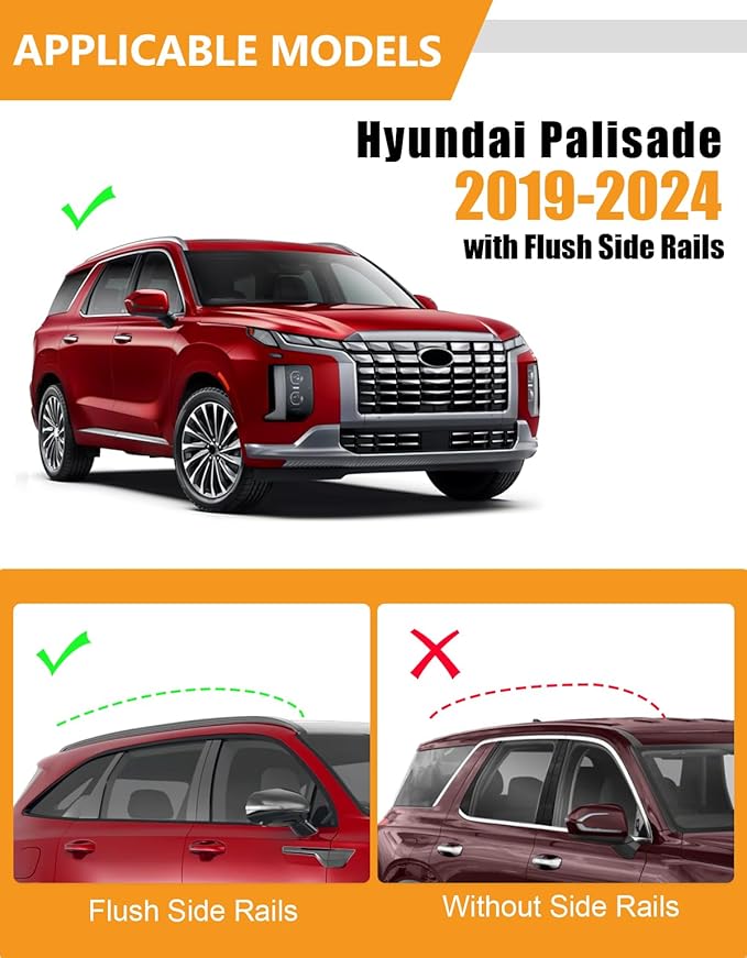 KINGGERI Lockable 260lbs Roof Rack Cross Bars Compatible with Hyundai Palisade 2019-2025 SE SEL XRT Limited Calligraphy, Heavy Duty Anti-Theft Aluminum Rails Crossbars Cargo Carrier Bag