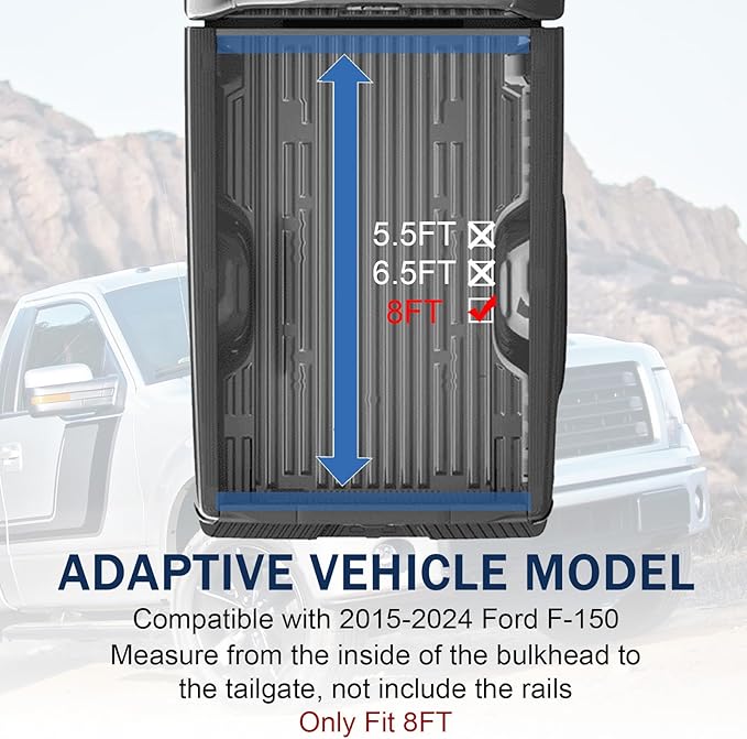 Hard Tri-Fold Truck Bed Tonneau Cover Compatible with 2015-2024 Ford F-150 8FT Bed