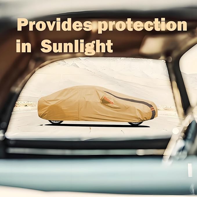 Car Cover Waterproof All Weather Compatible with Automobiles,Outdoor Anti-UV Car Covers Rain Sun Protection with Zipper and Windproof Buckle