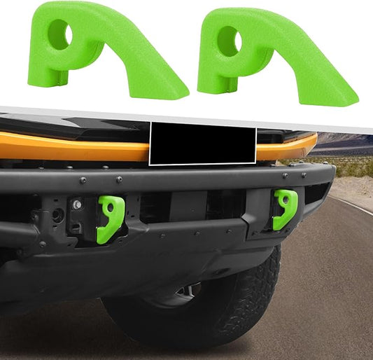 Jimen Fit for Ford Bronco 2021-2024, 2PCS Front Bumper Tow Hook Covers Protector Exterior Accessories (Green)