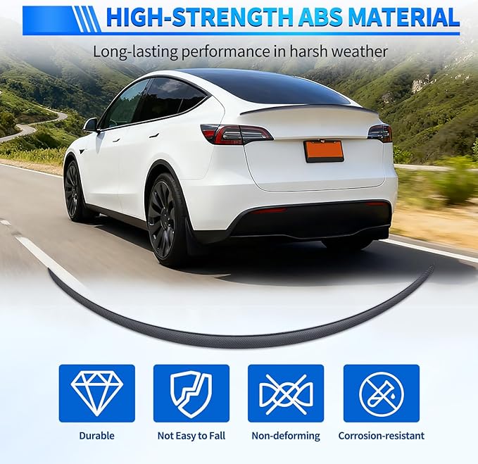 Nilight Spoiler Fit for Tesla Model Y 2020 2021 2022 2023 2024 Spoilers for Cars Rear Spoiler Wing Sporty Rear Trunk Lip Exterior Accessories Easy No-Drill Installation ABS Carbon Fiber Pattern