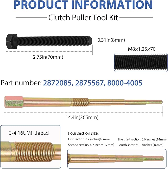 Professional Clutch Puller Tool Kit Set of 13 Models and Sizes Fit for Golf Cart, Kawasaki Mule, Arctic Cat ZR, Can-Am Maverick X3, Polaris RZR & Removal Clutch Alignment Puller Tools Kit Set