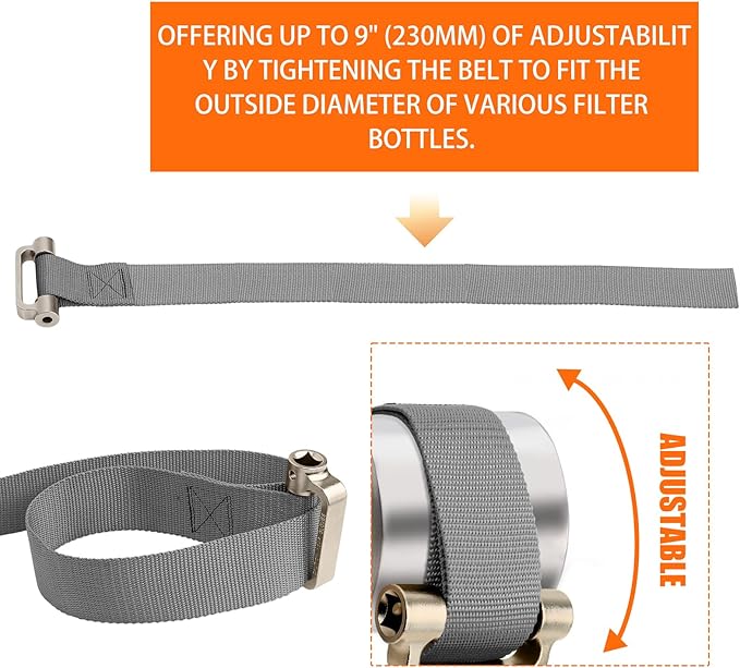 Heavy Duty Filter Strap Wrench - Oil Filter Strap Wrench 1/2 Drive