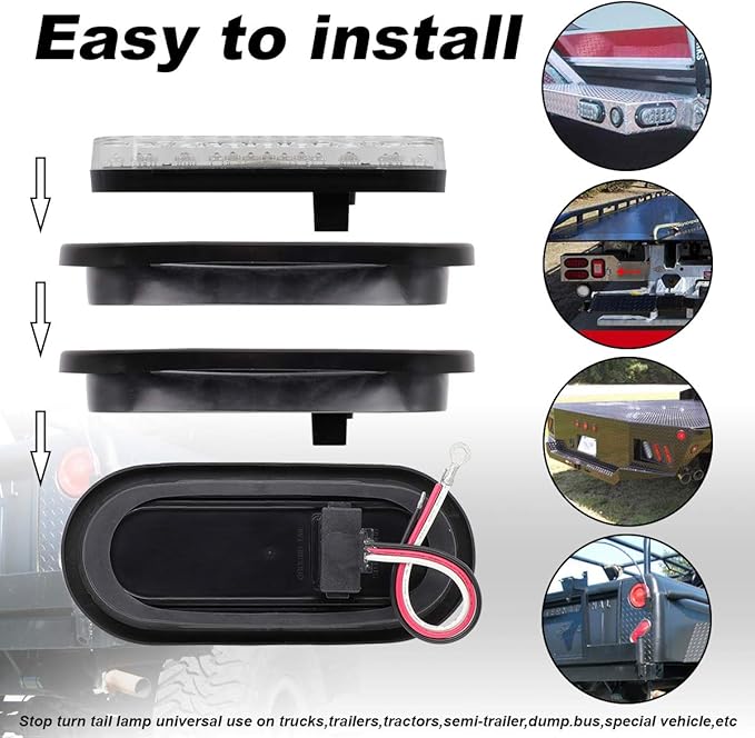 6 Inch Oval White 24 LED Bright Clearance Lights Sealed Side Marker Bulb Tail Reverse Backup Universal Trailer RV Truck Lorry 12v DC (Pack of 2)