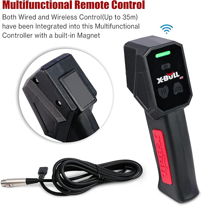 X-BULL Winch-13500 lb. Load Capacity Electric Winch Kit 12V Synthetic Rope,Waterproof IP67 Electric Winch with Hawse Fairlead, with Wireless Handheld Remote and Corded Control Recovery