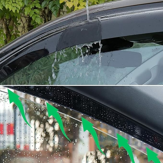 Original 4pcs Rain Guards Set, Outside Mount Window Deflectors, Side Window Visors Compatible with 2004-2006 Toyota Tundra Double/Crew Cab with 4 Full Size Doors Only|94710|