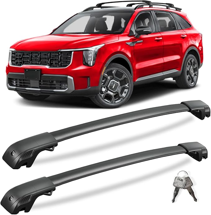 KINGGERI 220lbs Lockable Roof Rack Cross Bars Compatible with Kia Sorento X-Line & X-Pro 2021-2026 with Raised Side Rails, Heavy Duty Aluminum Roof Rails Crossbars Luggage Accessories
