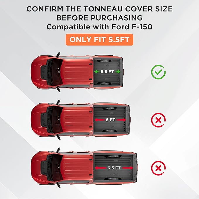 Soft Roll-up Truck Bed Tonneau Cover Compatible with 2015-2025 Ford F150 5'5"Bed (66") with OE Track System