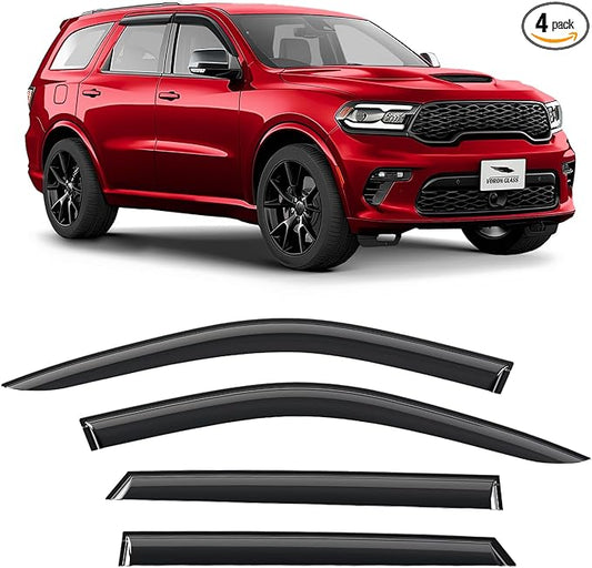 Voron Glass Tape-on Extra Durable Rain Guards for Dodge Durango 2011-2026, Window Deflectors, Vent Window Visors, 4 Pieces - 120235