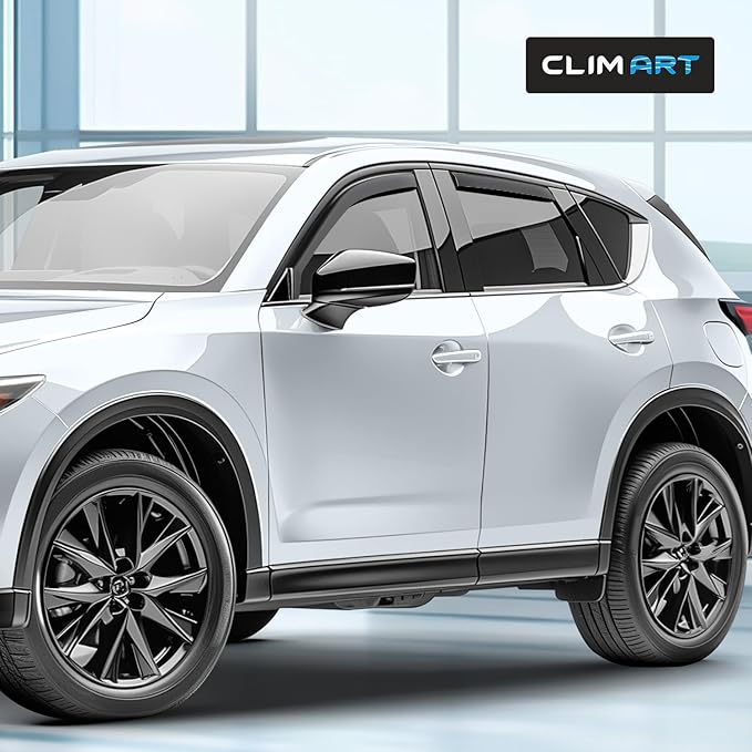 CLIM ART in-Channel Incredibly Durable Rain Guards for Mazda CX-5 2017-2026, Original Window Deflectors, Vent Deflector, Vent Window Visors, Dark Smoke Car Accessories, 4 pcs. - 620475
