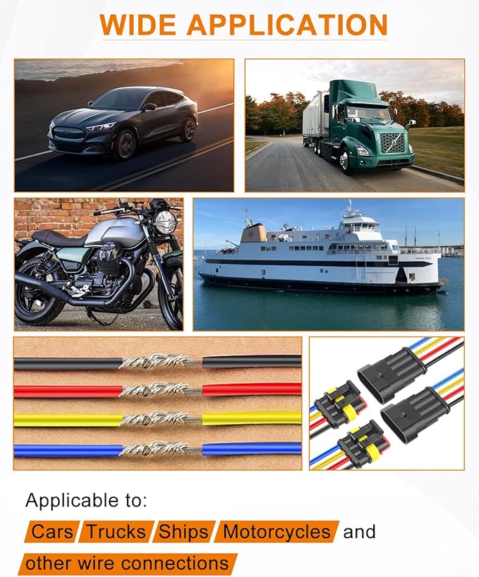 NAOEVO 4 Pin Connector Waterproof, 16 AWG 4 Wire Connectors, Automotive Electrical Connectors Male and Female Way with Heat Shrink Tubing for Car Truck Boat Wire Connection, 6 Kits