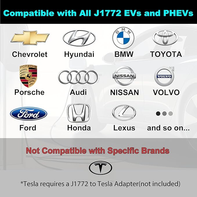 Level 2 EV Charger 40Amp - 9.6 KW 240V Home EV Charger, NEMA 14-50 Plug, Fast Car Charging Station J1772 25ft Cable UL FCC&Energy Star Certified, Smart Electric Vehicle Charging Stations