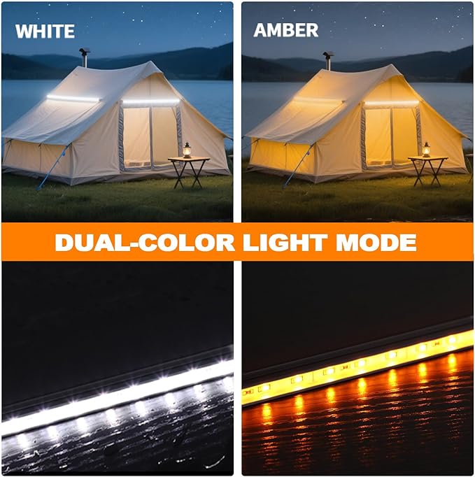 12V LED Interior Light Bar Kit Dimmable IP67 Waterproof Camping String Lights, Aluminum Magnetic Mount Exterior Lights,Portable Lighting for RV, Camping Tent Car Trailer Boat (4 Pack)
