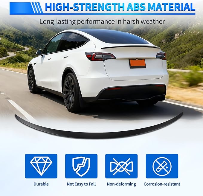 Nilight Spoiler Compatible with Tesla Model Y 2020 2021 2022 2023 2024 Spoilers for Cars Rear Spoiler Wing ABS Sporty Rear Trunk Lip Exterior Accessories Easy No-Drill Installation, Matte Black