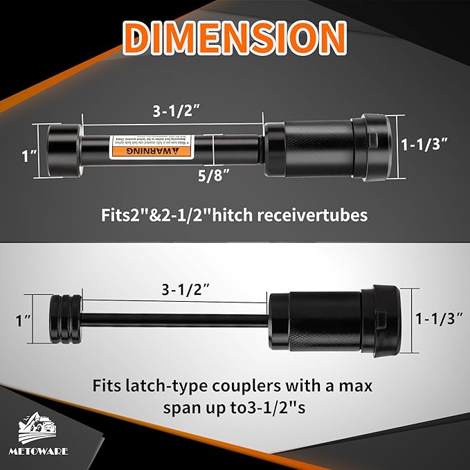 METOWARE Keyed Alike Trailer Hitch Lock Set, 5/8" Dia 3-1/2” Long Anti-Theft Hitch Lock Fits Class III IV Receiver, 1/4” Dia with 3-1/2" Span Traile Coupler Lock for Tow Boat RV Truck