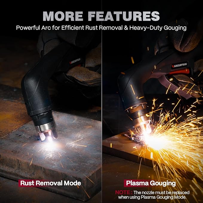 ARCCAPTAIN iControl [Non-HF] Plasma Cutter CUT55 MP with APP Control, 55Amp Blowback Pilot Arc, 120V/240V, Upgraded LED Display, Expanded Metal, Rust Removal, Plasma Gouging, Pressure Detection