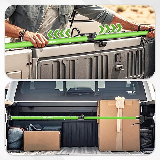 Adjustable Cargo Bar, 40" to 79" Non-Slip Truck Bed Divider, Cargo Bar for Pickup Truck Bed Cargo Bars for SUVs, Trailers, Vans, Comes with 2 Cargo Bars, 2 Dividers, 1 Cargo Net