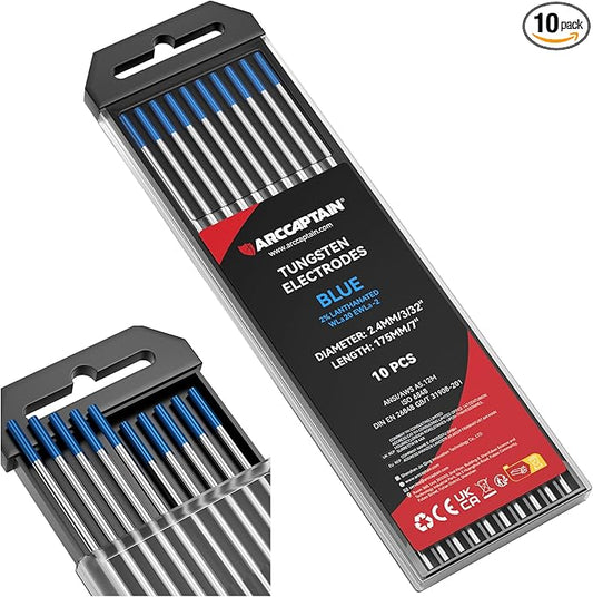 ARCCAPTAIN TIG Tungsten, TIG Welding Tungsten Electrode Blue 2% Lanthanated 10-Pack 3/32"x 7" (WL20/EWLa-2)