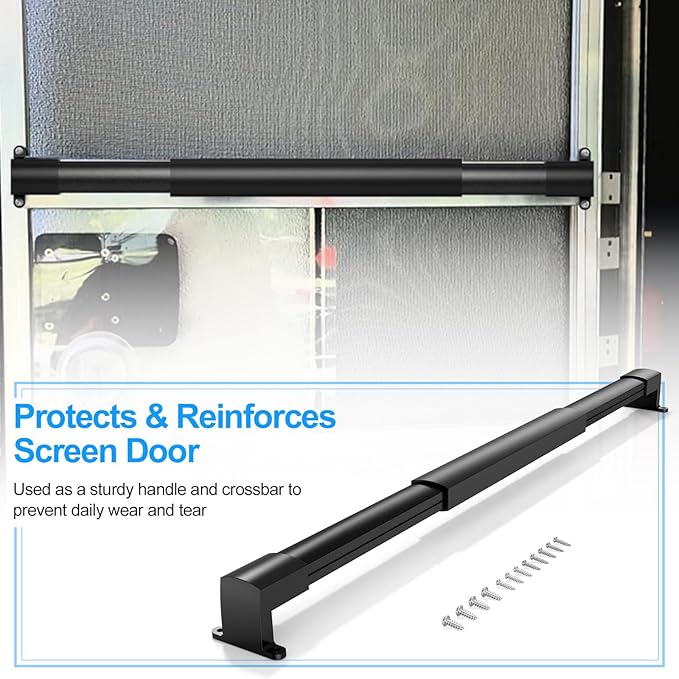 RV Screen Door Crossbar Handle Adjustable Anti-Slip Aluminum Grip Sturdy Safety Bar for Campers Travel Trailers Motorhomes