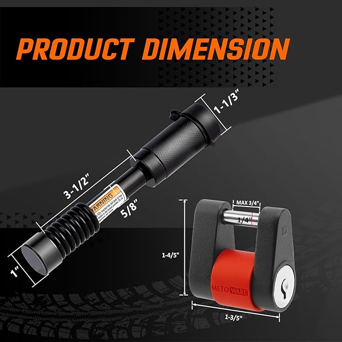 METOWARE Keyed Alike Trailer Lock Set, 5/8" Dia 3-1/2" Long Anti-Theft Trailer Hitch Lock Fits Class III IV Receiver, Dia 1/4" with 3/4" Span Trailer Tongue Lock for Tow Boat RV Truck