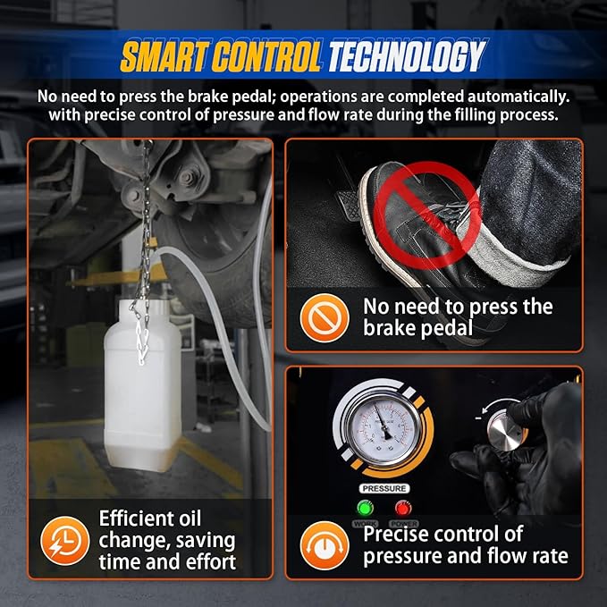 Automatic Brake Bleeder Kit,110V Brake Fluid Bleeder Machine,Fully Automatic Brake Bleeder kit,One-Person Operation,Air-Free Filling,Precise Pressure Control