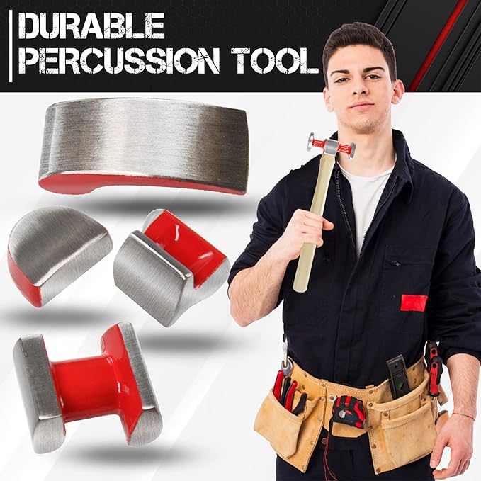 C&T 7 Piece Auto Body Repair Tool Hammer Dolly Set, Car Body Repair Tool Kit with Carrying Case, Hickory Handles