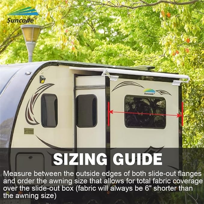 Suncode Slide Topper Awning White RV Slide Out Awning Slide Out Protection Modular Designed for RVs,Travel Trailers,5th Wheels,and Motorhomes 10'7"(10'1"Fabric)