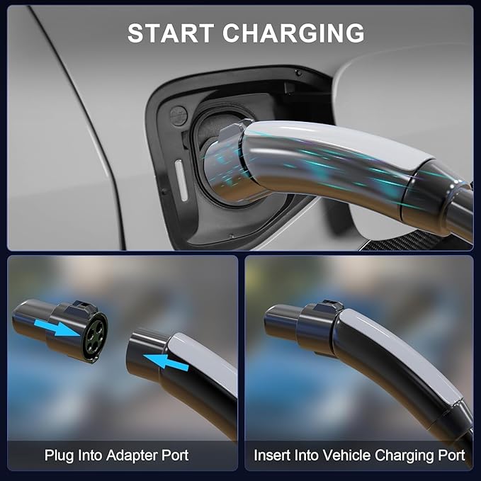 2025 Upgraded J1772 to Tesla Adapter, Max 80A 240V, Compatible with Model 3/S/X/Y, Supports Level 1 & 2 AC Charging, Works with J1772 Connectors [for Tesla Vehicles Only]