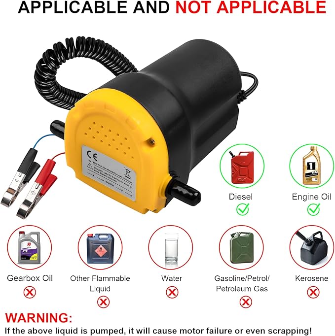 12V 60W Oil Extractor Pump, Upgraded Oil Change Pump, Diesel Fluid Transfer Pump Extractor Scavenge Suction for Car, Small Truck, Tractor