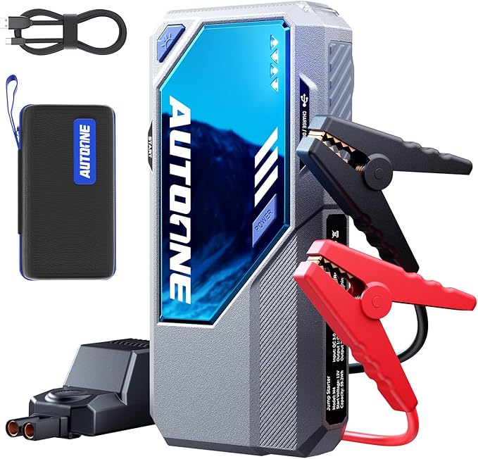 AUTOONE M4 Jump Starter 8000A Car Battery Jumper Starter Portable, 12V Jump Pack (All Gas/12L Diesel) Jump Box for Car Battery with Built-in Booster, Storage Case, LED Light, Jumper Cables