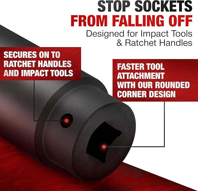 TIGHTSPOT 1/2 Inch Drive - 33 mm Deep Impact Socket with Anti-Rounding 6 Point Design, Heat-Treated CRMO Steel, Metric