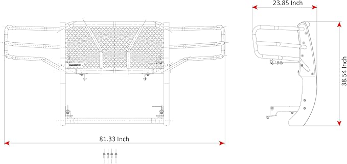 Black Horse Off Road Rugged Heavy Duty Grille Guard Modular Black Compatible with 2015-2019 GMC Sierra 2500 HD (Excl. Denali)|2015-2019 GMC Sierra 3500 HD (Excl. Denali)-RU-GMSI15-B