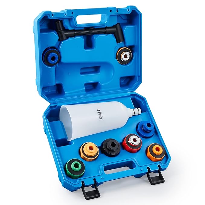 Orion Motor Tech 2 qt Engine Oil Funnel Set with Flexible Extension & 8 Adapters, Spill Free Large Funnel for Automotive Use- Compatible with Toyota Jeep Mazda Ford Dodge and More