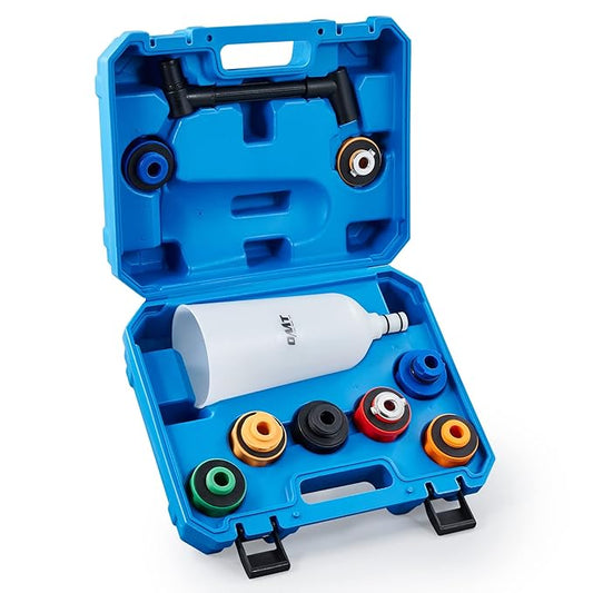 Orion Motor Tech 2 qt Engine Oil Funnel Set with Flexible Extension & 8 Adapters, Spill Free Large Funnel for Automotive Use- Compatible with Toyota Jeep Mazda Ford Dodge and More