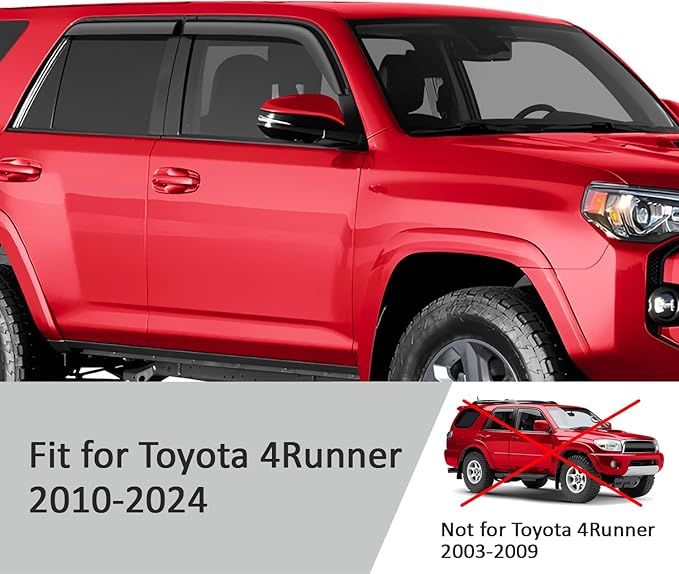 Voron Glass Tape-on Extra Durable Rain Guards for Toyota 4Runner 2010-2024, Window Deflectors, Vent Window Visors, 4 Pieces - 120122