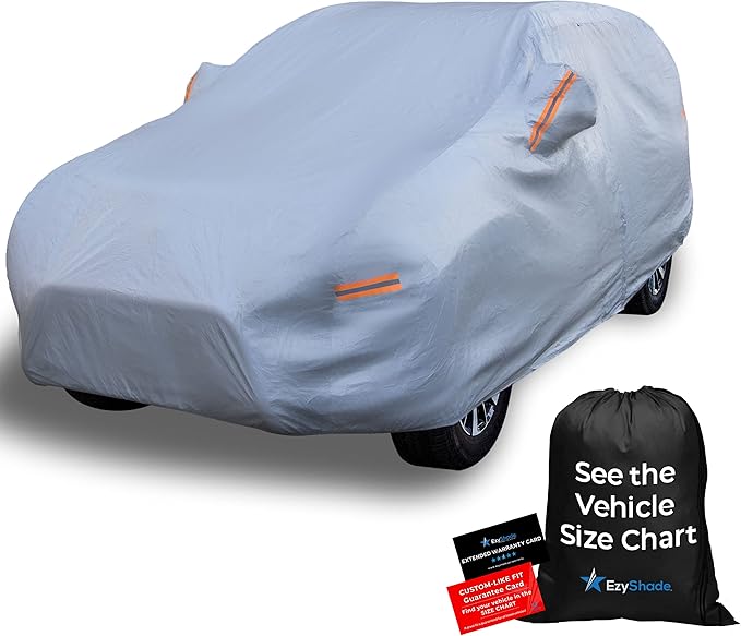 EzyShade 10-Layer SUV Car Cover Waterproof All Weather. See Vehicle Size-Chart for Accurate Fit. Outdoor Full Exterior Covers for Automobiles Heavy Duty Tarp Jeep Rav4 CRV. Size S0 (See SizeChart)